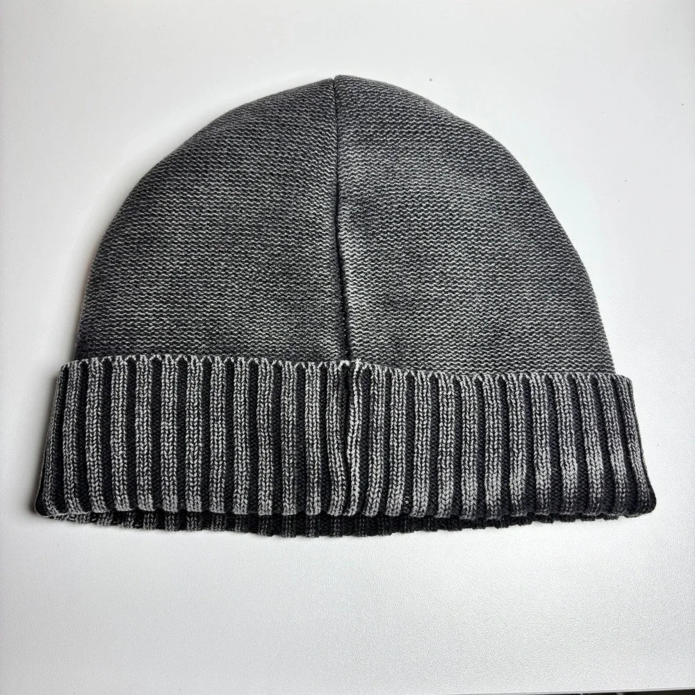 Levis Mens‎ Sherpa Lined Cuffed Knit Beanie Hat Charcoal Gray Black One Size OS